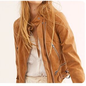 Free people Suede moto jacket size medium goat leather